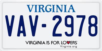 VA license plate VAV2978