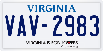 VA license plate VAV2983