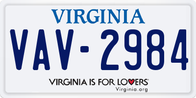 VA license plate VAV2984
