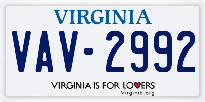VA license plate VAV2992