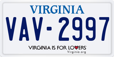VA license plate VAV2997