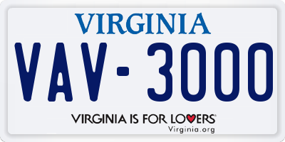 VA license plate VAV3000