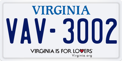 VA license plate VAV3002