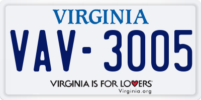VA license plate VAV3005