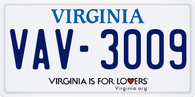 VA license plate VAV3009