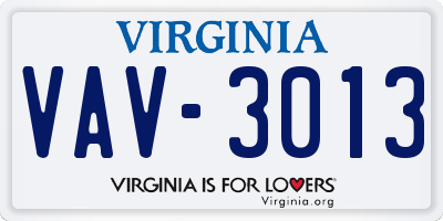 VA license plate VAV3013