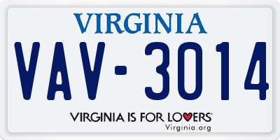 VA license plate VAV3014