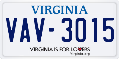 VA license plate VAV3015
