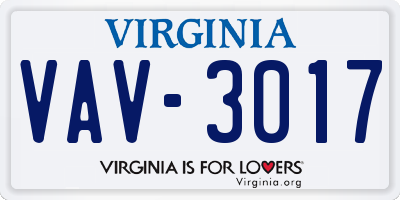 VA license plate VAV3017