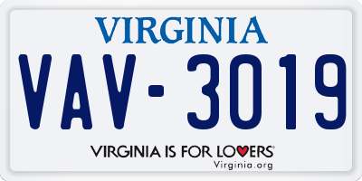 VA license plate VAV3019