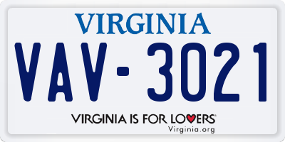 VA license plate VAV3021