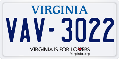 VA license plate VAV3022