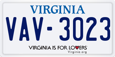 VA license plate VAV3023