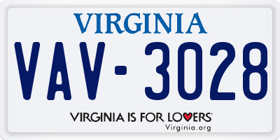 VA license plate VAV3028