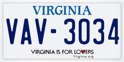 VA license plate VAV3034