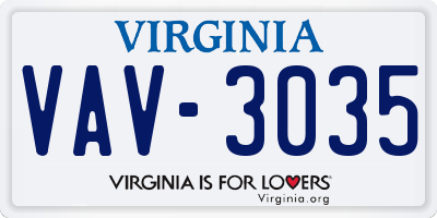 VA license plate VAV3035