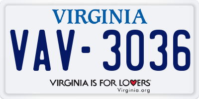 VA license plate VAV3036