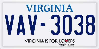 VA license plate VAV3038