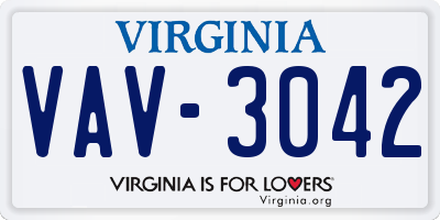 VA license plate VAV3042