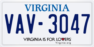 VA license plate VAV3047