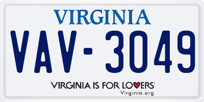 VA license plate VAV3049