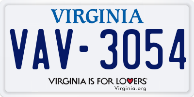 VA license plate VAV3054