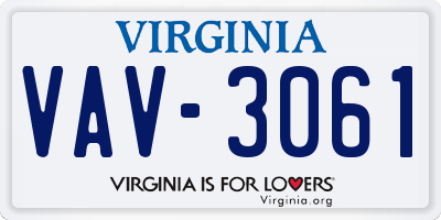 VA license plate VAV3061
