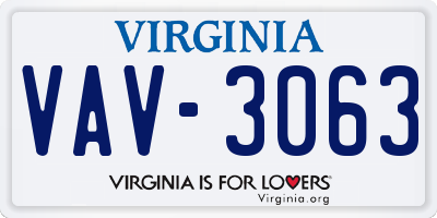VA license plate VAV3063