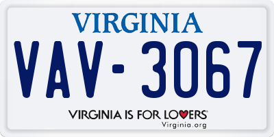 VA license plate VAV3067