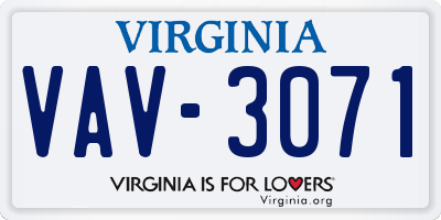 VA license plate VAV3071