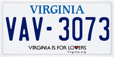 VA license plate VAV3073