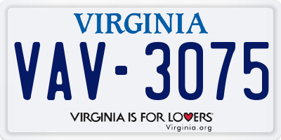 VA license plate VAV3075