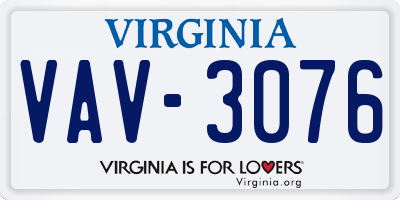 VA license plate VAV3076