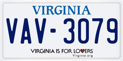 VA license plate VAV3079