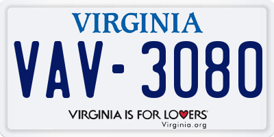VA license plate VAV3080