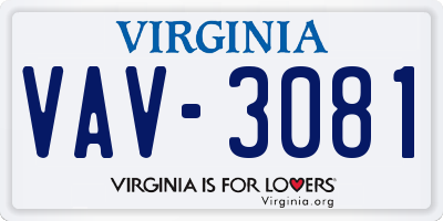 VA license plate VAV3081