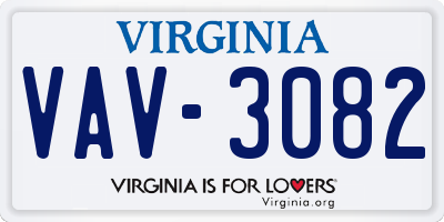 VA license plate VAV3082