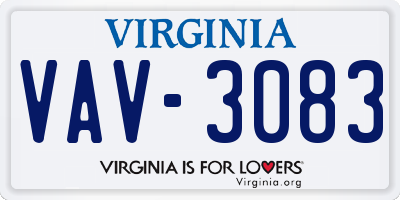 VA license plate VAV3083