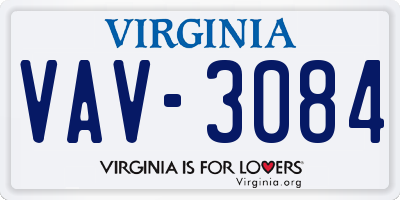 VA license plate VAV3084