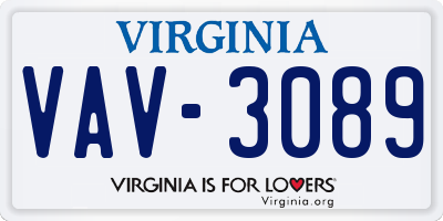 VA license plate VAV3089