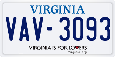VA license plate VAV3093