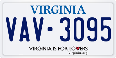 VA license plate VAV3095