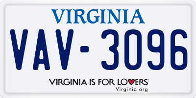 VA license plate VAV3096