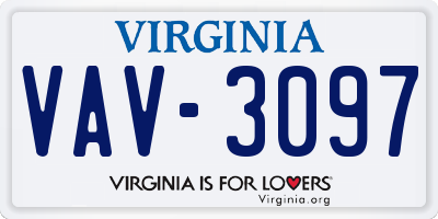 VA license plate VAV3097