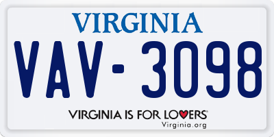 VA license plate VAV3098