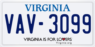 VA license plate VAV3099