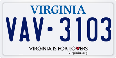 VA license plate VAV3103