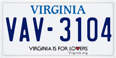 VA license plate VAV3104