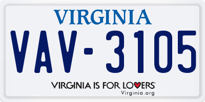 VA license plate VAV3105