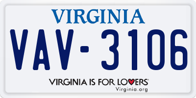 VA license plate VAV3106